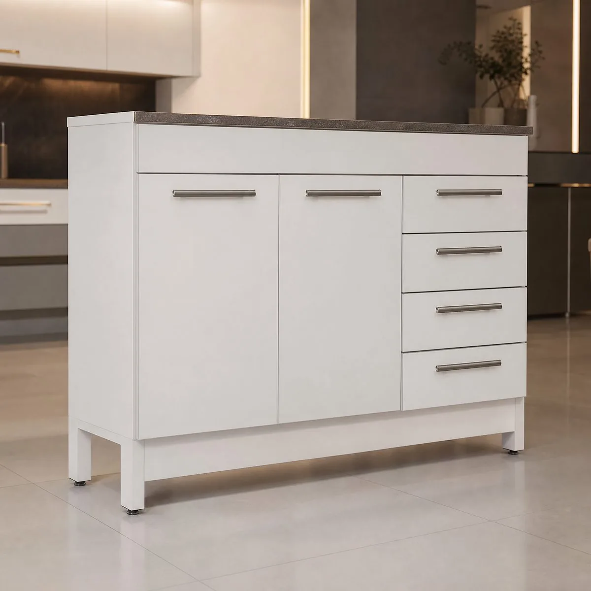 Gabinete de cozinha branco em MDF